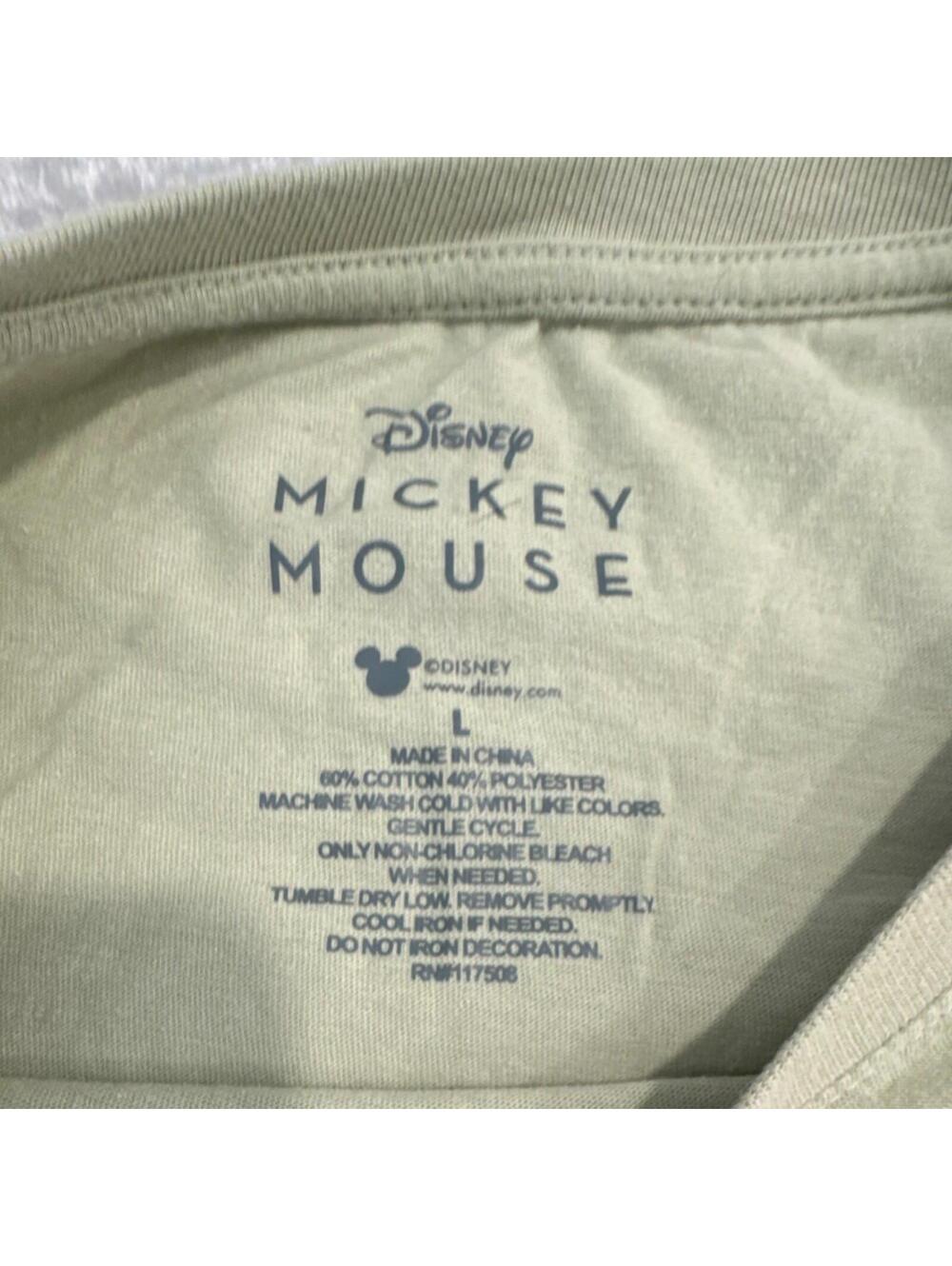 Disney Mickey & Minnie Mouse Light Green Adult T-Shirt L - Picture 2 of 3